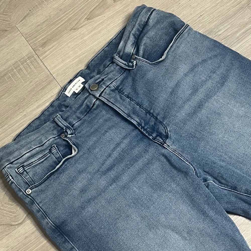 Good American Good Straight Jeans Womens 14/32 High Rise Stretch Denim